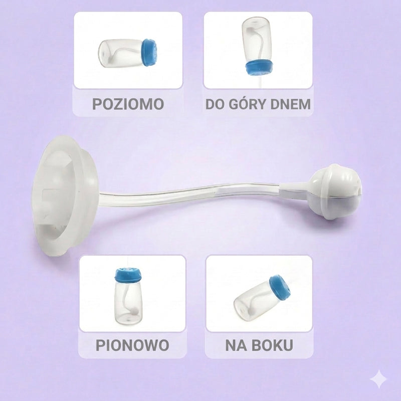 Butelka hands-free - działa w każdej pozycji: poziomo, pionowo, do góry dnem, na boku