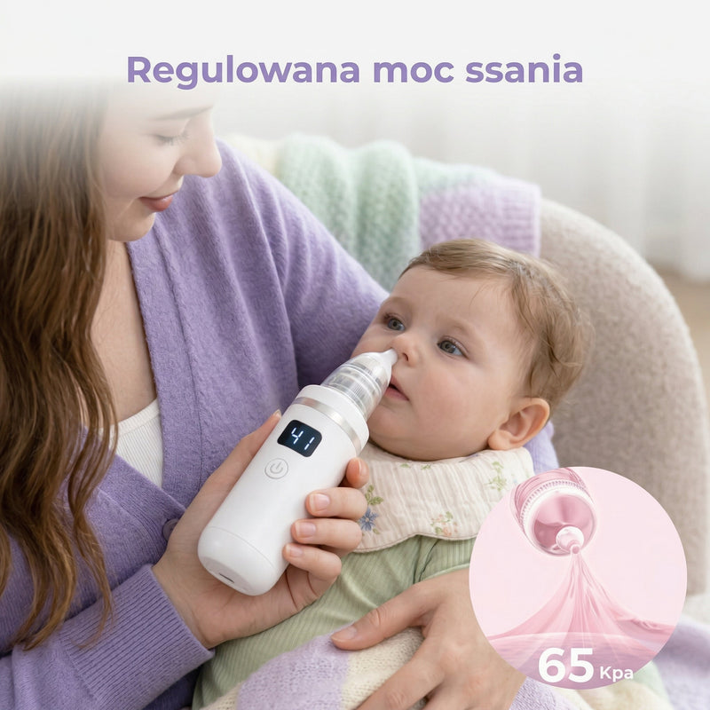 Elektryczny aspirator do nosa dla niemowląt — delikatne czyszczenie