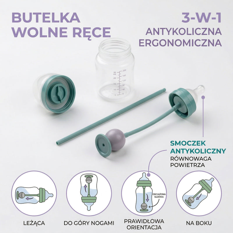 Butelka Hands-Free 3-w-1 PrietenBebe: Spokojne karmienie, wolne ręce dla mamy