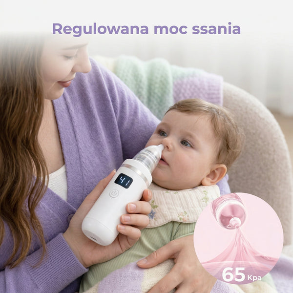Elektryczny aspirator do nosa dla niemowląt — delikatne czyszczenie