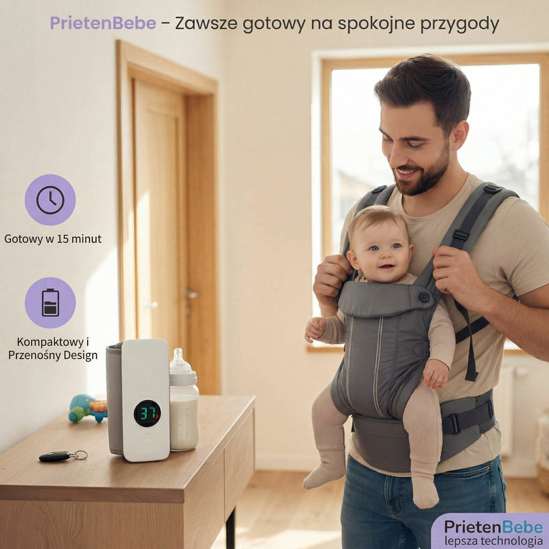 Przenośny Podgrzewacz do Butelek z Akumulatorem 6000mAh - 6 Stopni Temperatury, Wyświetlacz LCD